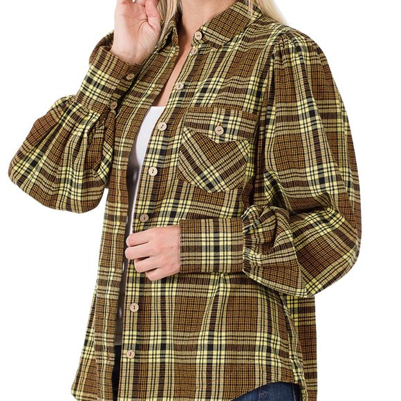 Plaid Buttoned Down Shirt for Women -  check dress shirt Tuck it or UnTuck it - Picture 6 of 10